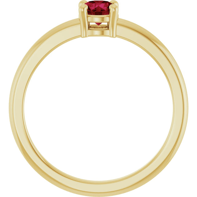 14K Gold Round Natural Ruby Solitaire Ring - Yellow Gold - view 7