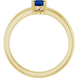 14K Gold Round Natural Blue Sapphire Solitaire Ring - Yellow Gold - view 7