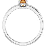 Platinum Round Natural Citrine Solitaire Ring - view 7