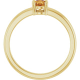 14K Gold Round Natural Citrine Solitaire Ring - Yellow Gold - view 7