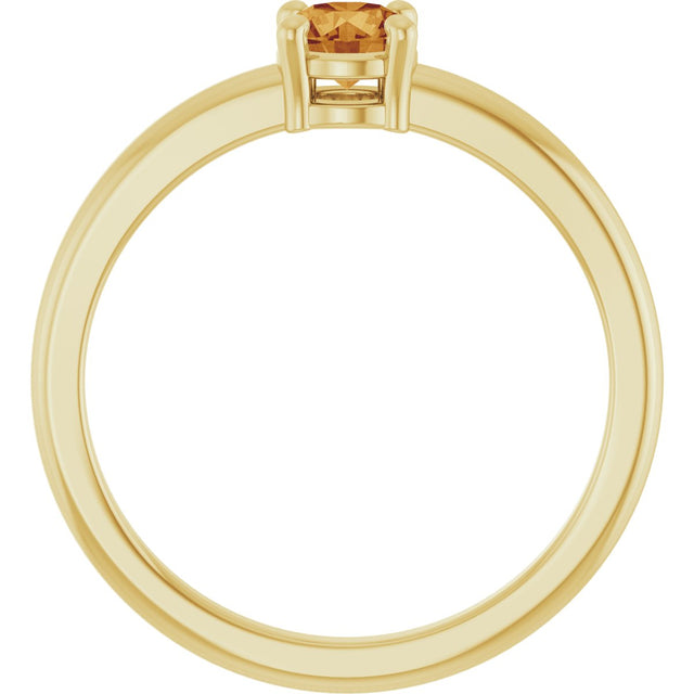 14K Gold Round Natural Citrine Solitaire Ring - Yellow Gold - view 7