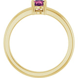 14K Gold Round Natural Pink Tourmaline Solitaire Ring - Yellow Gold - view 7