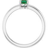 Platinum Round Natural Emerald Solitaire Ring - view 7