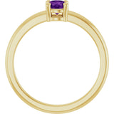 14K Gold Round Natural Amethyst Solitaire Ring - Yellow Gold - view 7