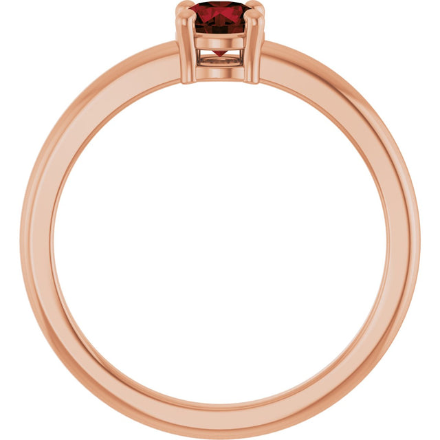 14K Gold Round Natural Mozambique Garnet Solitaire Ring - Rose Gold - view 7