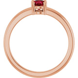 14K Gold Round Natural Ruby Solitaire Ring - Rose Gold - view 7