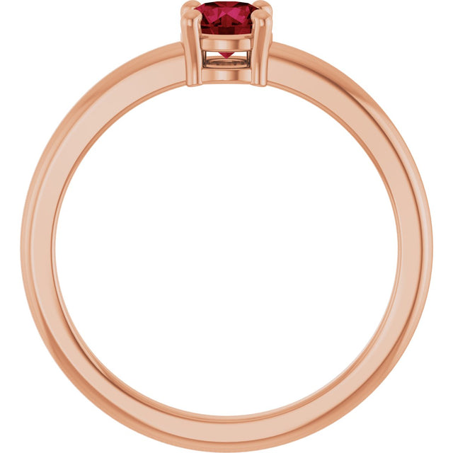 14K Gold Round Natural Ruby Solitaire Ring - Rose Gold - view 7