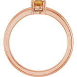 14K Gold Round Natural Citrine Solitaire Ring - Rose Gold - view 7