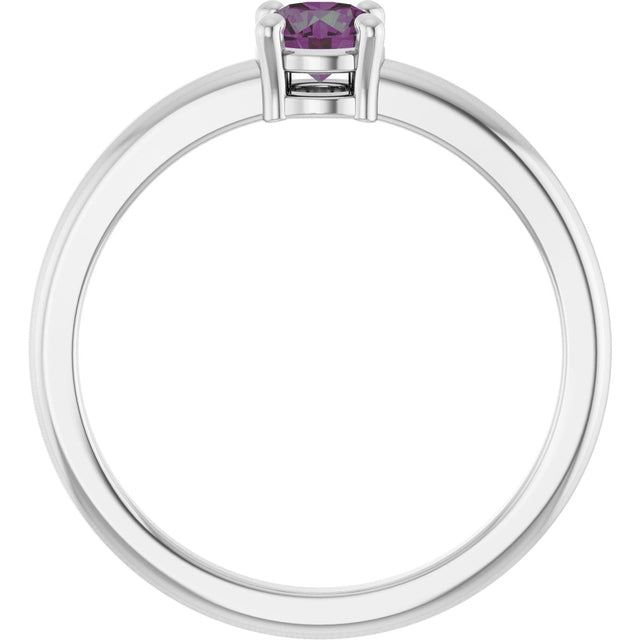 14K Gold Round Lab-Grown Alexandrite Solitaire Ring - White Gold - view 7
