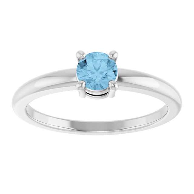 14K Gold Round Natural Sky Blue Topaz Solitaire Ring - White Gold - view 8