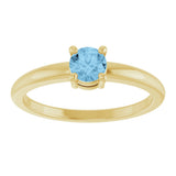 14K Gold Round Natural Sky Blue Topaz Solitaire Ring - Yellow Gold - view 8