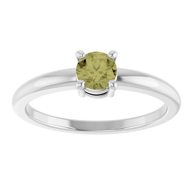 Platinum Round Natural Green Sapphire Solitaire Ring - view 8