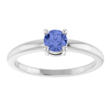 Platinum Round Natural Tanzanite Solitaire Ring - view 8