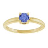 14K Gold Round Natural Tanzanite Solitaire Ring - Yellow Gold - view 8