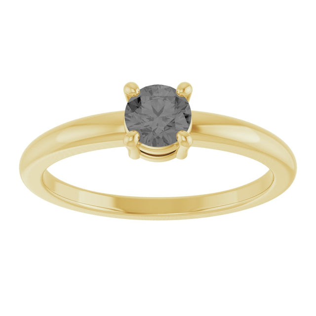 14K Gold Round Natural Gray Spinel Solitaire Ring - Yellow Gold - view 8
