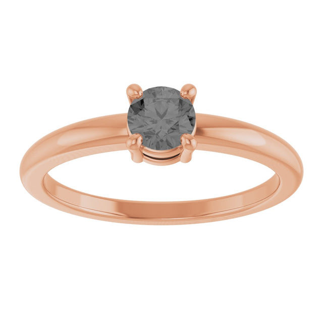 14K Gold Round Natural Gray Spinel Solitaire Ring - Rose Gold - view 8