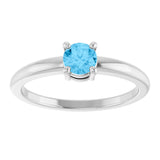 Platinum Round Natural Swiss Blue Topaz Solitaire Ring - view 8