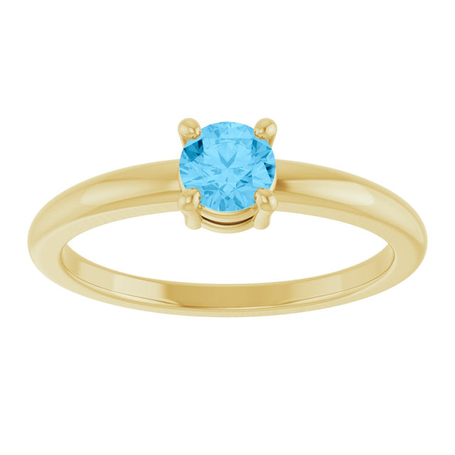 14K Gold Round Natural Swiss Blue Topaz Solitaire Ring - Yellow Gold - view 8