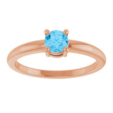 14K Gold Round Natural Swiss Blue Topaz Solitaire Ring - Rose Gold - view 8