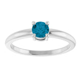 14K Gold Round Natural London Blue Topaz Solitaire Ring - White Gold - view 8
