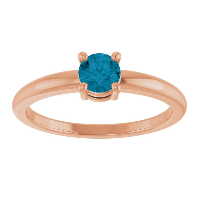 14K Gold Round Natural London Blue Topaz Solitaire Ring - Rose Gold - view 8