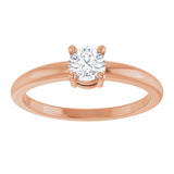 14K Gold Round Natural White Sapphire Solitaire Ring - Rose Gold - view 8