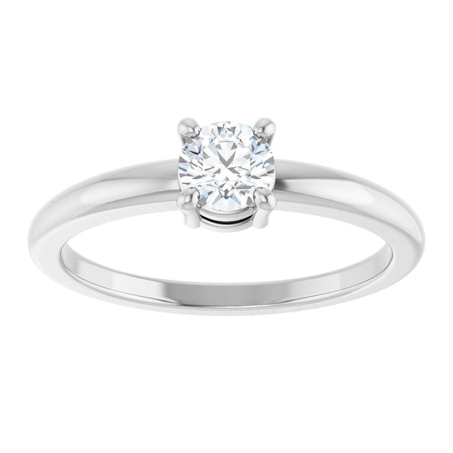 Platinum Round Natural White Sapphire Solitaire Ring - view 8