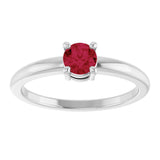 Platinum Round Natural Ruby Solitaire Ring - view 8
