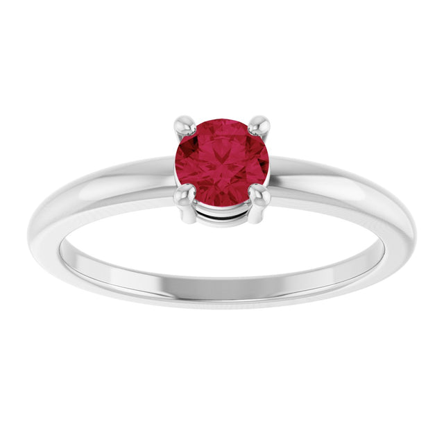 Platinum Round Natural Ruby Solitaire Ring - view 8