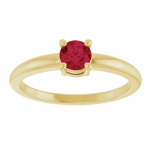 14K Gold Round Natural Ruby Solitaire Ring - Yellow Gold - view 8