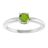 Platinum Round Natural Peridot Solitaire Ring - view 8