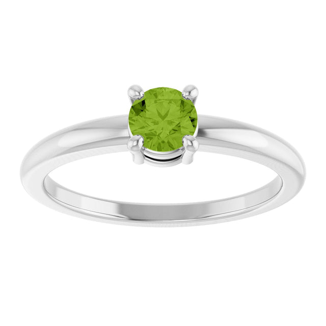 Platinum Round Natural Peridot Solitaire Ring - view 8