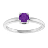 Platinum Round Natural Amethyst Solitaire Ring - view 8