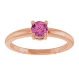 14K Gold Round Natural Pink Tourmaline Solitaire Ring - Rose Gold - view 8