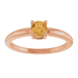 14K Gold Round Natural Citrine Solitaire Ring - Rose Gold - view 8