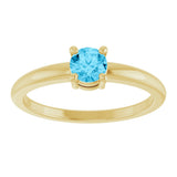 14K Gold Round Natural Aquamarine Solitaire Ring - Yellow Gold - view 8
