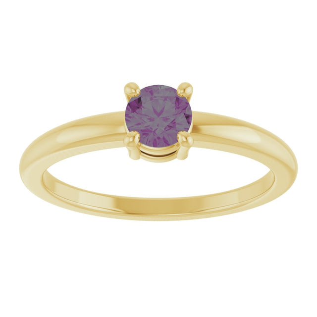 14K Gold Round Lab-Grown Alexandrite Solitaire Ring - Yellow Gold - view 8