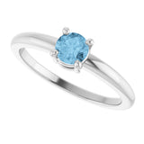 14K Gold Round Natural Sky Blue Topaz Solitaire Ring - White Gold - view 10
