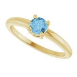 14K Gold Round Natural Sky Blue Topaz Solitaire Ring - Yellow Gold - view 10