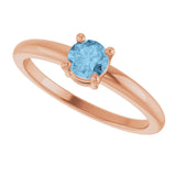 14K Gold Round Natural Sky Blue Topaz Solitaire Ring - Rose Gold - view 10