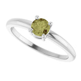 Platinum Round Natural Green Sapphire Solitaire Ring - view 10
