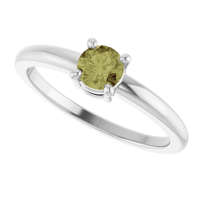 Platinum Round Natural Green Sapphire Solitaire Ring - view 10