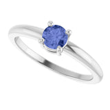 14K Gold Round Natural Tanzanite Solitaire Ring - White Gold - view 10