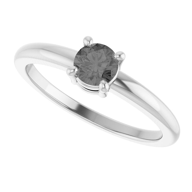 Platinum Round Natural Gray Spinel Solitaire Ring - view 10