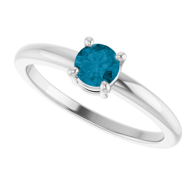 14K Gold Round Natural London Blue Topaz Solitaire Ring - White Gold - view 10