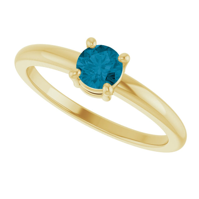 14K Gold Round Natural London Blue Topaz Solitaire Ring - Yellow Gold - view 10