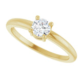 14K Gold Round Natural White Sapphire Solitaire Ring - Yellow Gold - view 10