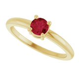 14K Gold Round Natural Ruby Solitaire Ring - Yellow Gold - view 10
