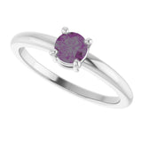 14K Gold Round Lab-Grown Alexandrite Solitaire Ring - White Gold - view 10
