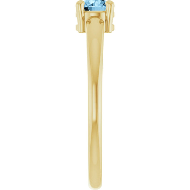 14K Gold Round Natural Sky Blue Topaz Solitaire Ring - Yellow Gold - view 9